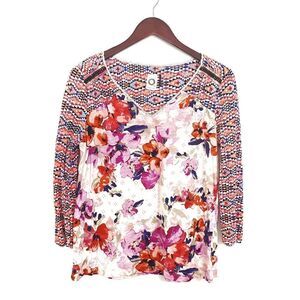 Anthropologie Ayana Floral Top Medium Pink Purple 